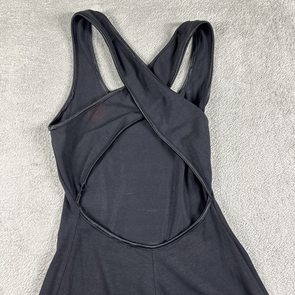 Bebe Black Open Back Gown Dress Criss Cross Mini Women's Medium - Picture 9 of 10